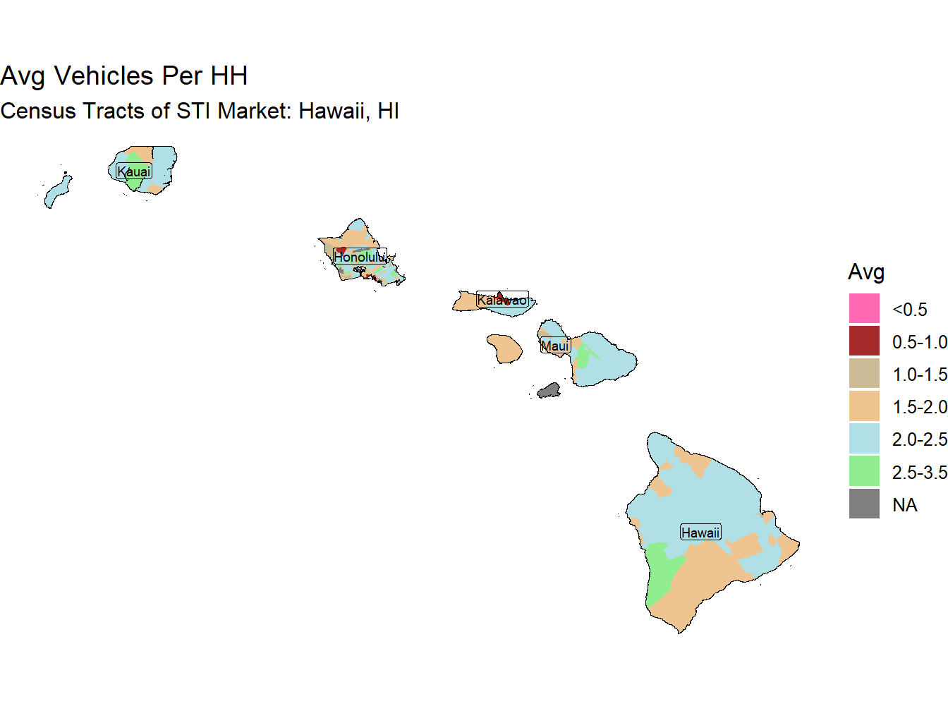 Avg Vehicles Per HH Thematic